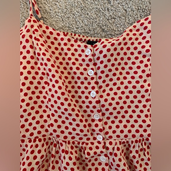 Red polka-dot Dress with buttons & pockets - Picture 2 of 5